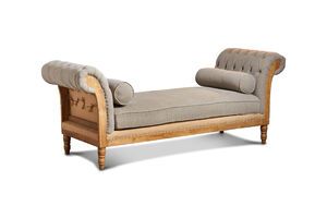 2-seater bench in gray linen and cotton Montaigu