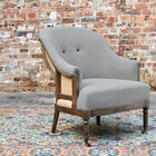 Gray linen and cotton round armchair Léonie