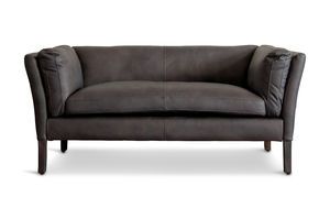 Grey leather 2-seater sofa Hamar