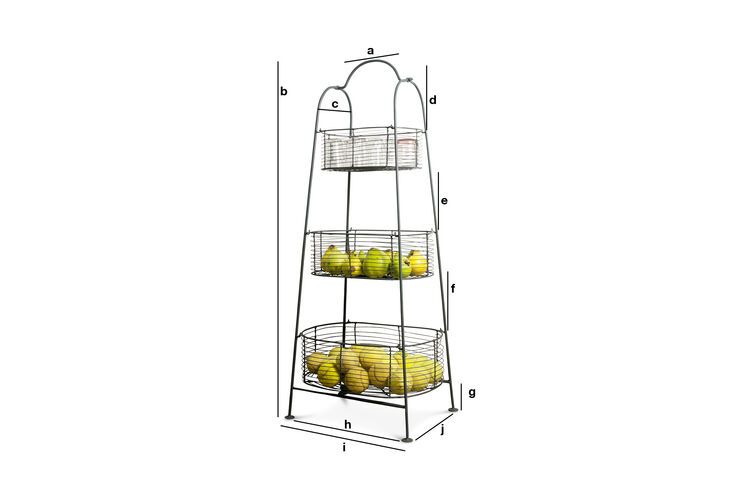 Product Dimensions Grey metal rack with 3 baskets