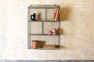 Grid wall shelf with 5 compartments