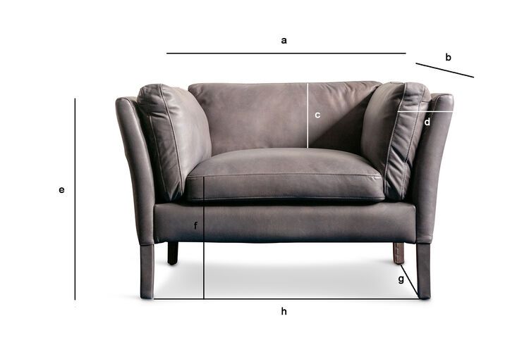 Productafmetingen Grijs leren fauteuil Hamar