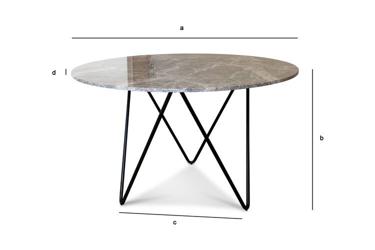 Productafmetingen Ronde grijze marmeren tafel Grimaud