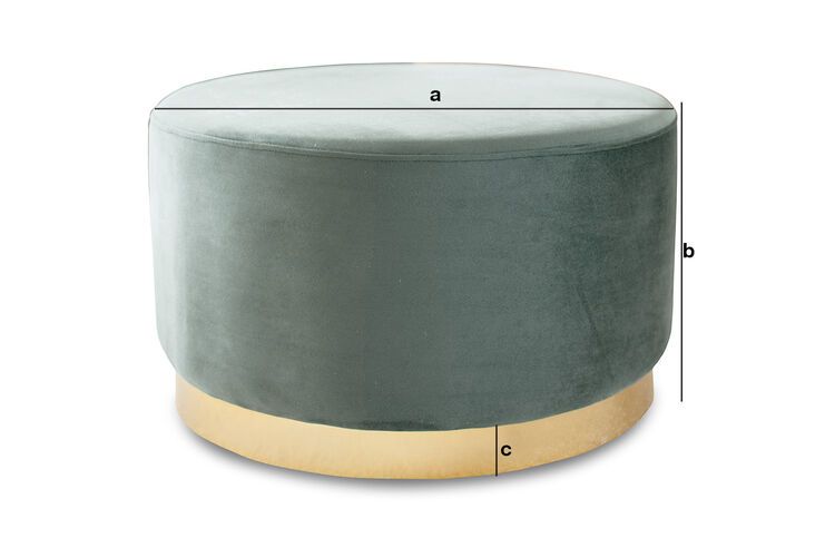 Produktdimensionen Großer Hocker aus Messing und Samt Dallas