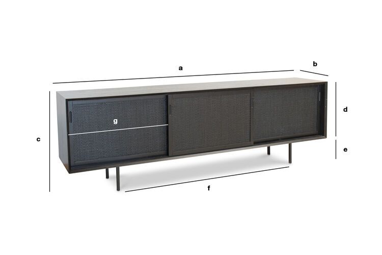 Produktdimensionen Großes schwarzes Holz-Sideboard Hevaya