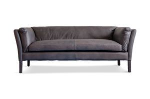 Grey leather 3-seater sofa Hamar