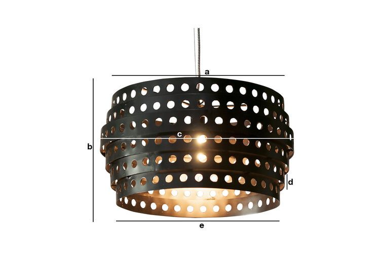 Produktdimensionen Schwarze Metall-Hängelampe Folane