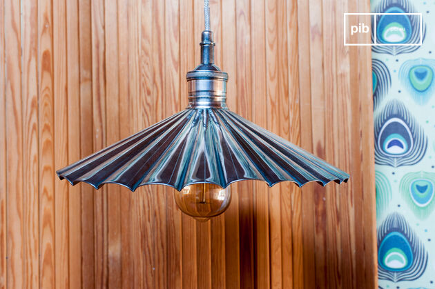 Hanglamp van verzilverd geribbeld messing Jade