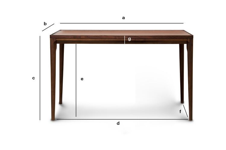 Productafmetingen Notenhouten consoletafel Hemët