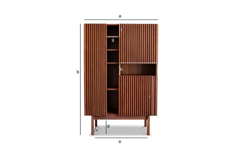 Produktdimensionen Hohes Sideboard aus nussbaumfarbenem Holz Pillar