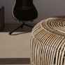 The concentric circles of rattan are perfectly executed.