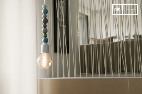 Houten Filipïnn hanglamp blauw