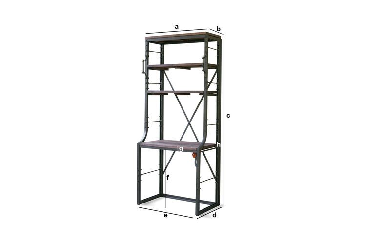 Produktdimensionen Industrieller Schreibtisch-Bibliothek Seattle