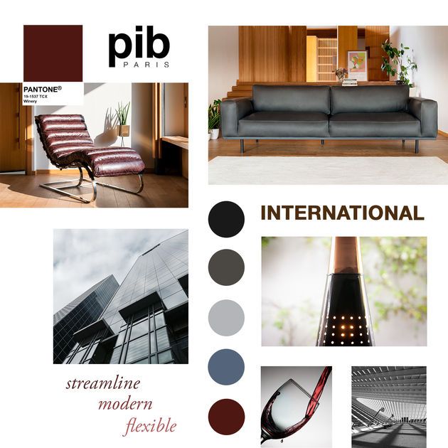 Le style international privilégie les formes géométriques et élégantes.