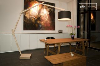 Large light wood floor lamp