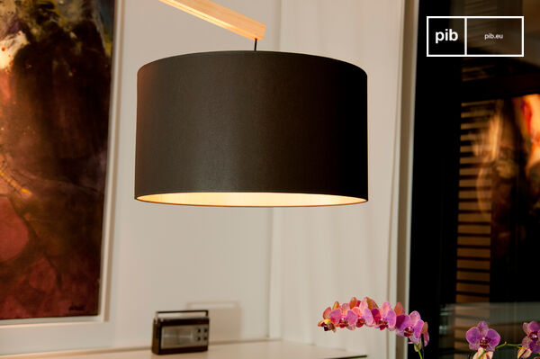 Large black lampshade.