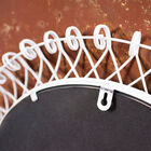 This mirror has a patina finish with Nordic whiteness that gives the metal frame an aged finish