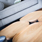 The geometric design of the trays is made of solid ash.