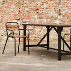 Industrial table full of presence.