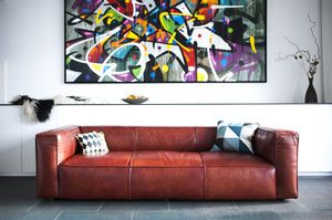 3-seater mahogany leather sofa Krieger