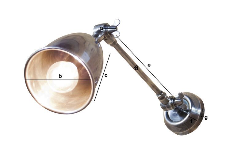 Produktdimensionen Verstellbare Wandleuchte aus Messing Joaillier