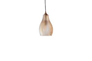 Lampada a sospensione in vetro arancione testurizzato Abaca
