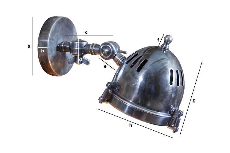 Dimensioni del prodotto Applique faro in metallo argentato Laycock