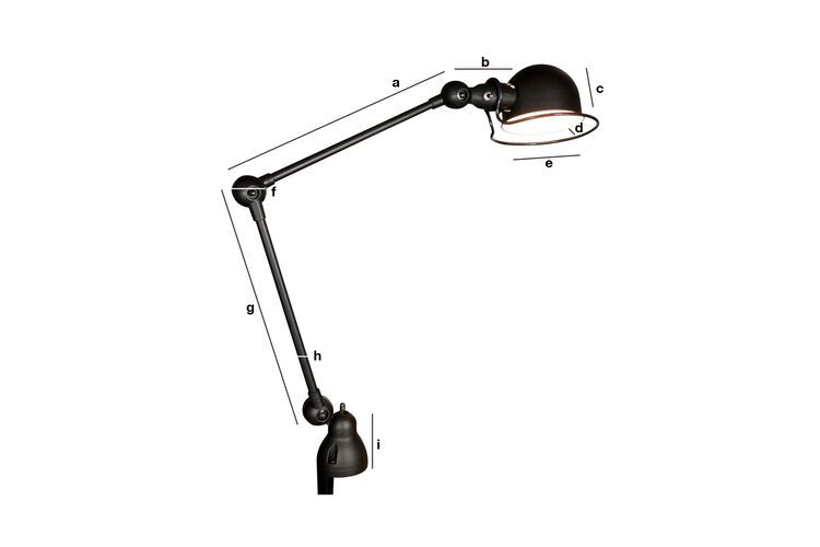 Dimensioni del prodotto Lampada Jieldé con morsetto nero opaco Loft