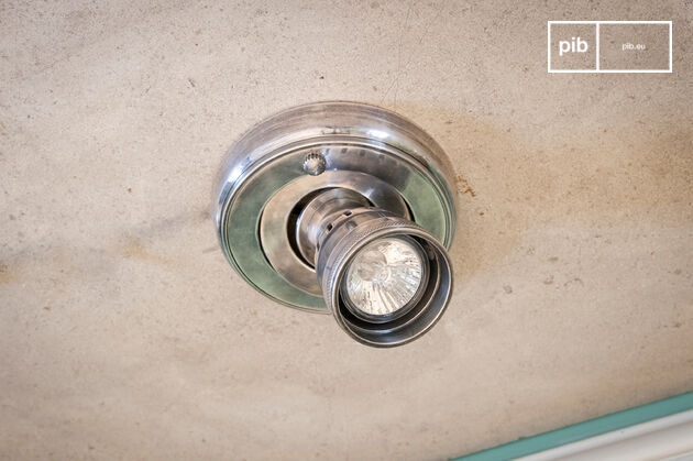 Plafón de metal plateado orientable Bistrot