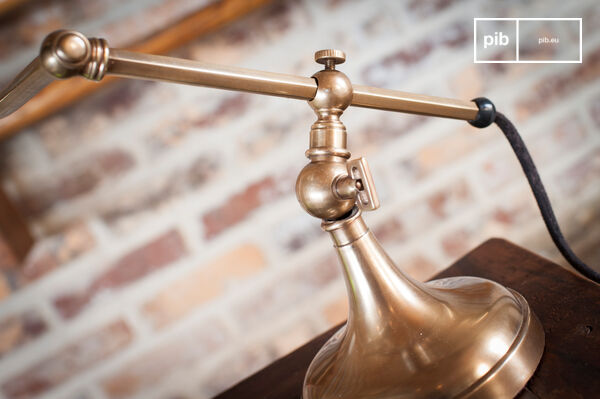 Le bras articulé repose sur un axe permettant un ajustement précis de l'angle et de la hauteur de l'éclairage.