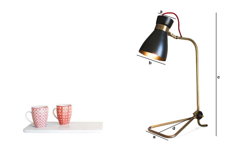 Dimensions du produit Lampe à poser en métal noir Kelly