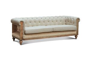 Grand linen and cotton Chesterfield sofa in almond Montaigu