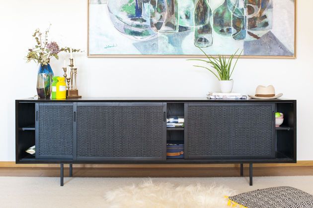 Large black wooden sideboard Hevaya