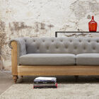 Gray linen and cotton Chesterfield sofa Montaigu