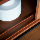 Beautiful storage space with two sliding doors.