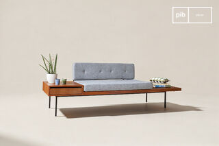 Large Scandinavian bench with drawer Inez