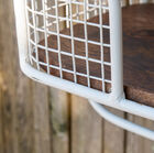 Its wooden top and metal structure are a perfect match