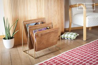 Leather magazine rack Jorgen Large