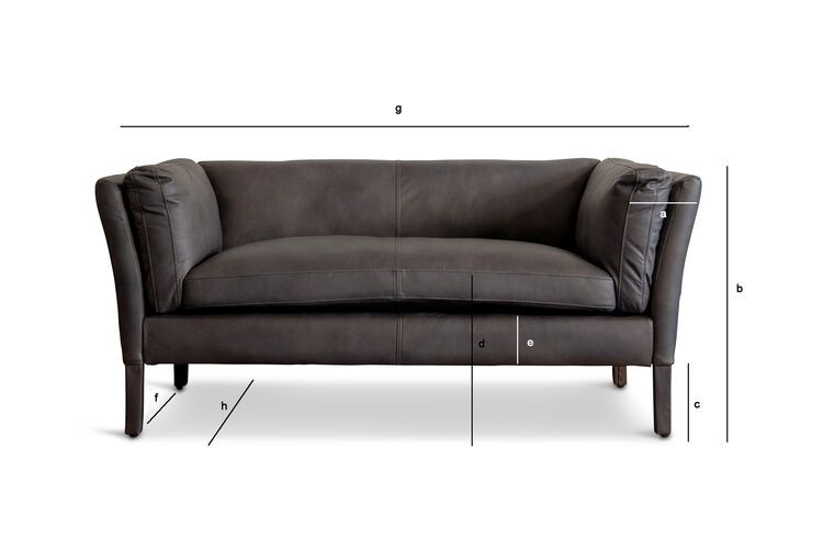 Produktdimensionen Zweisitzer Sofa aus grauem Leder Hamar