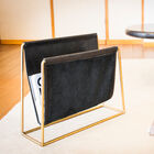 Edles schwarzes Leder und Zeitschriftenhalter aus Goldmessing.