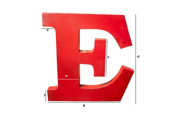 Dimensioni del prodotto Lettera E decorativa Art