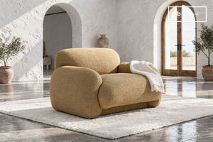 Lounge chair in camel textured fabric Yuma