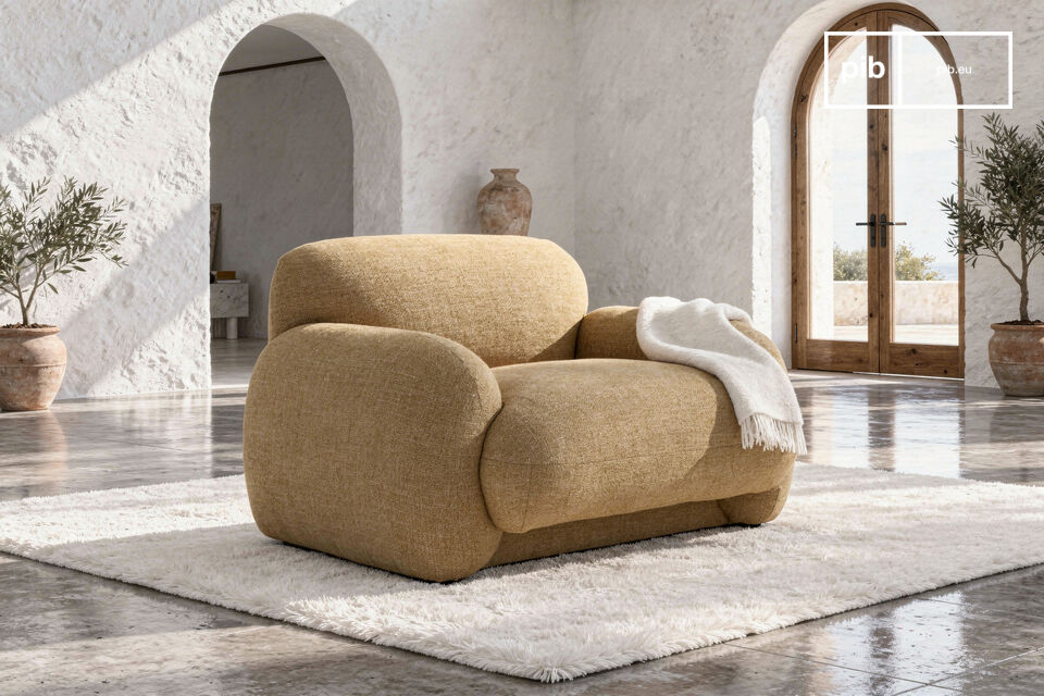 Lounge chair in camel textured fabric Yuma