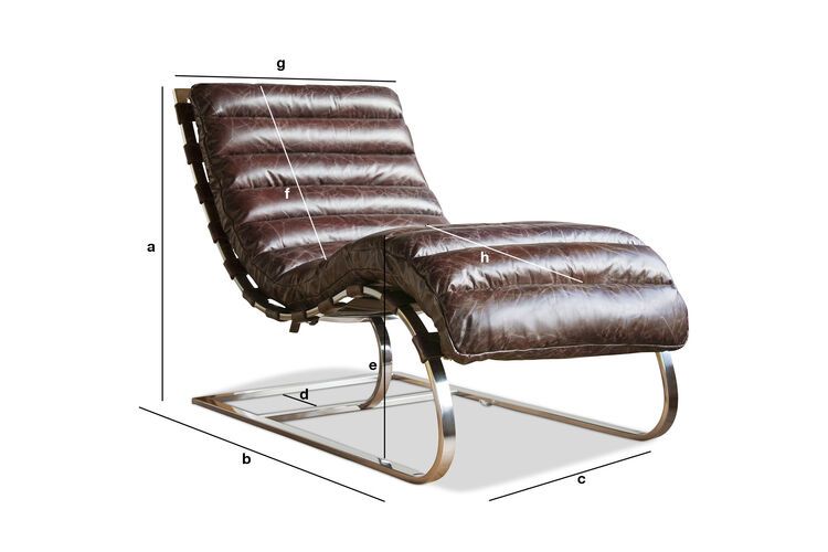 Productafmetingen Volnerflederen chaise longue Weimar