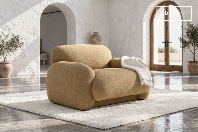 Loungestoel in camelkleurige stof Yuma