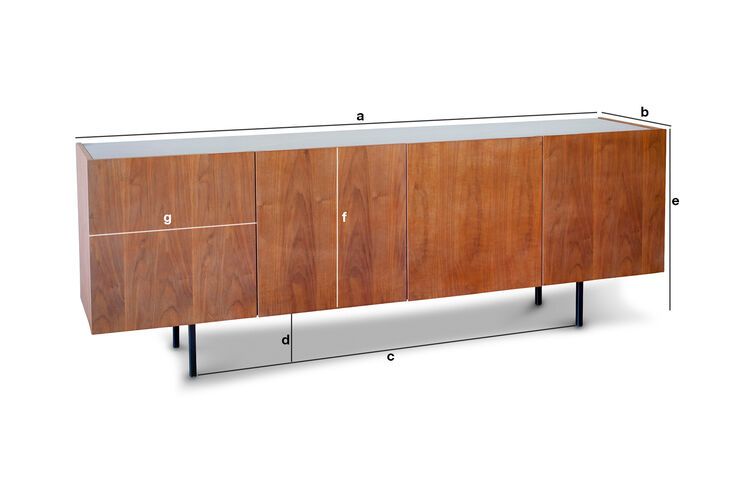 Productafmetingen Lovisa marmer en houten dressoir