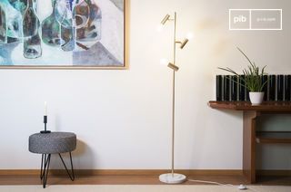 Retro marble and metal floor lamp
