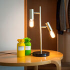 Elegant retro table lamp in matt gold plated metal and black marble base.