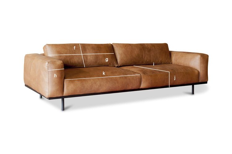 Produktdimensionen 3-Sitzer Sofa aus Havanna-Leder Almond