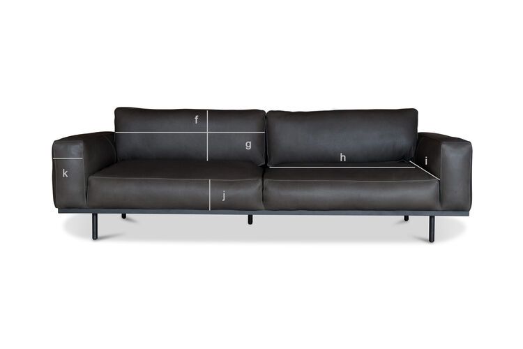Produktdimensionen Mandel-3-Sitzer-Sofa in Graphit Leder